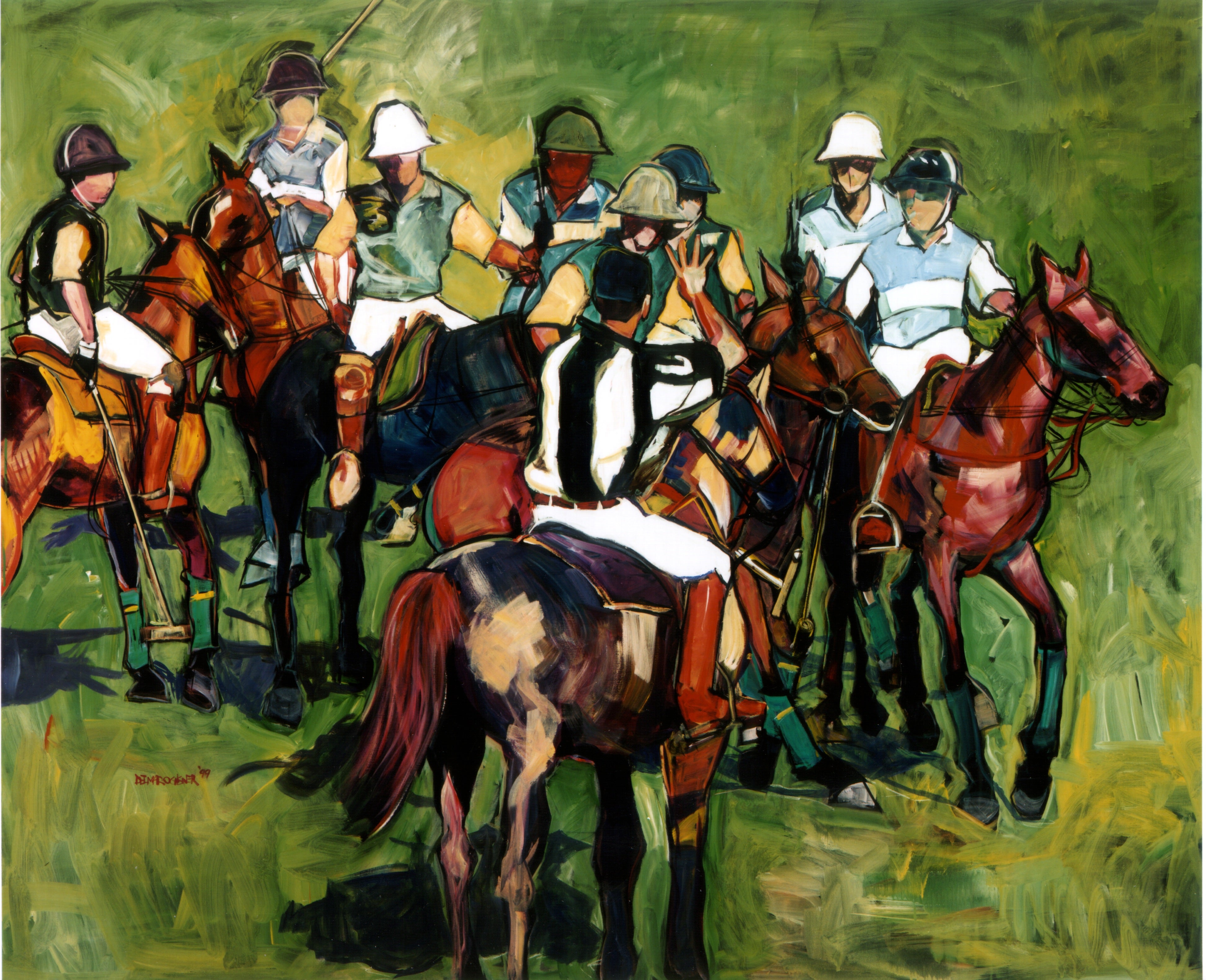 "Polo Playing" by Rise Delmar Ochsner 1999 For Sale