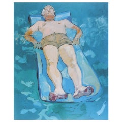 Vintage "Man on Raft" by Rise Delmar Ochsner 1985