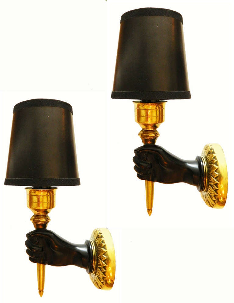Neoclassical André Arbus Sconces, 3 pairs available For Sale