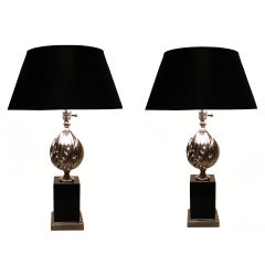 Pair of Maison Charles St.Flower Lotus Table Lamps