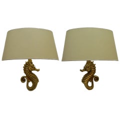 Vintage E. Guillemard Pair of Seahorse Sconces