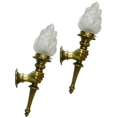 Impressive Maison Bagues Pair of Bronze Sconces