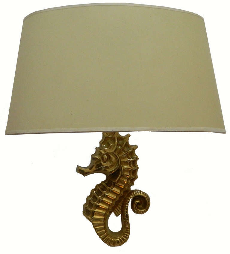 20th Century E. Guillemard Pair of Seahorse Sconces