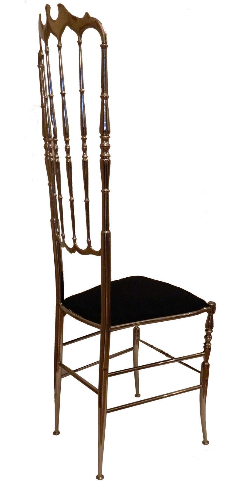 8 vernickelte Chiavari-Stühle mit hoher Rückenlehne (Italienisch)