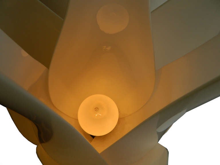 Signed Rougier White Table Lamp