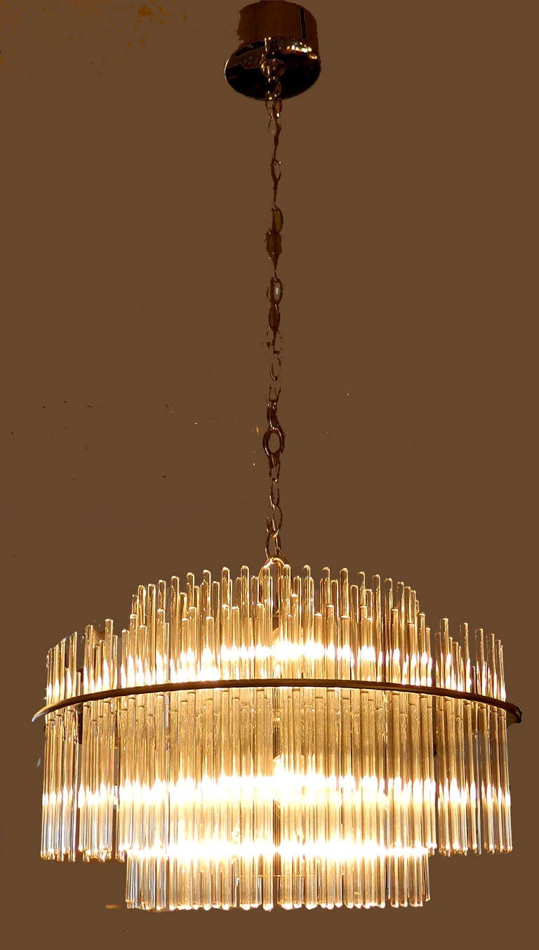 Round Italian chrome chandelier with 196 glass rod,(8