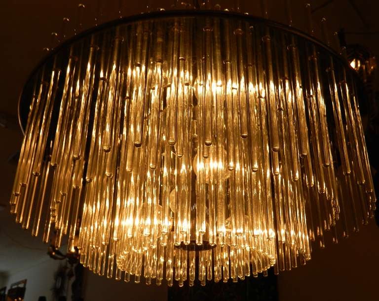 Mid-Century Modern 196 Glass Rod Chandelier by Lightolier