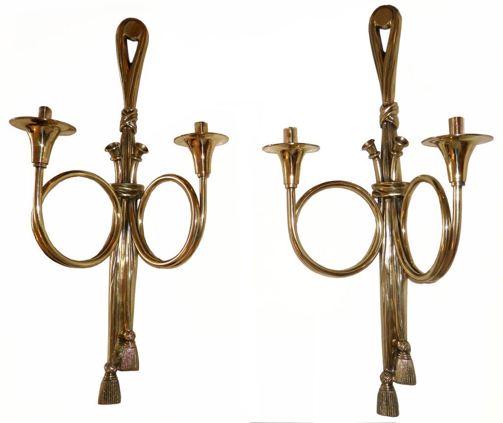 Pair of Maison Baguès Sconces In Excellent Condition In Miami, FL