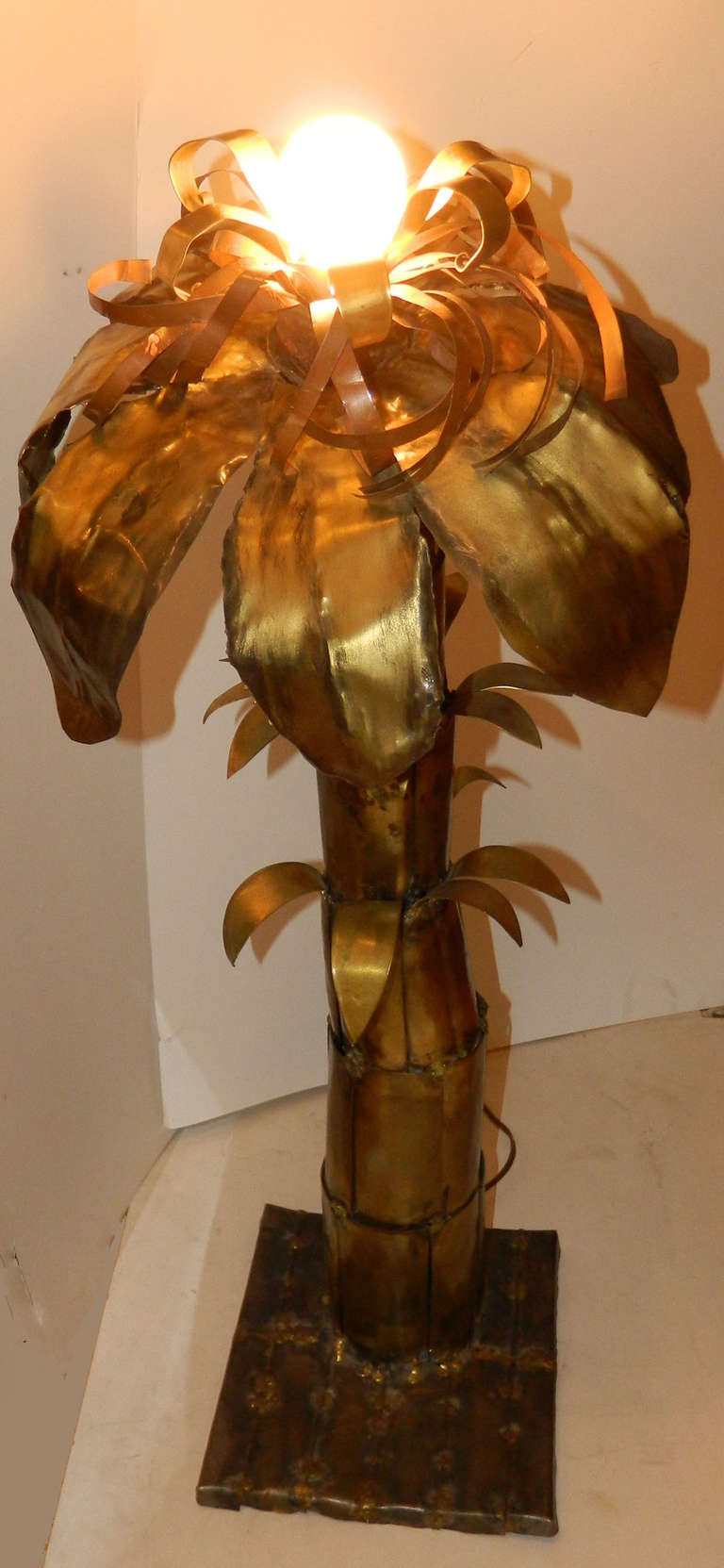 French Palm Tree Lamp Attributed to Maison Jansen For Sale
