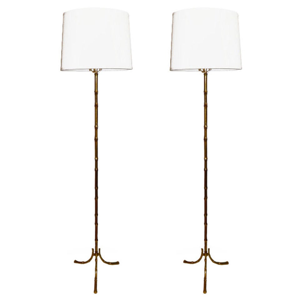 Pair of Maison Baguès Bronze Floor Lamp For Sale