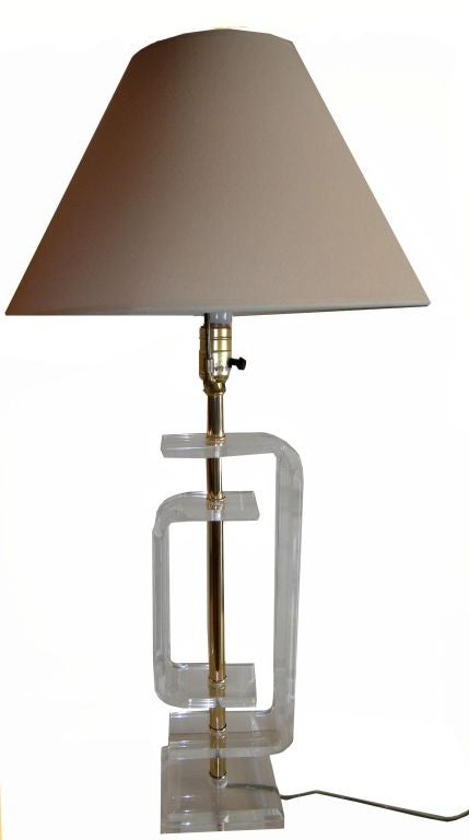 Geometric lucite table lamp .