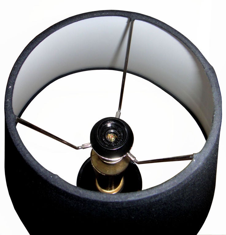 Le Tanneur Brass & Leather Table Lamps Mid-Century Modern Paris France 1960 -Two For Sale 1