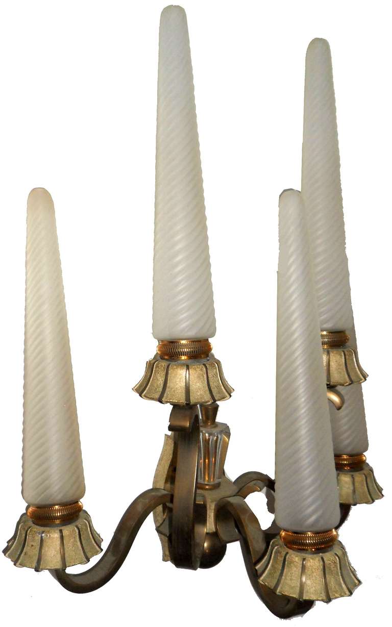 Exceptional Pair of Sconces Designed by Maison Sabinot & Cristallerie de Sevres In Excellent Condition In Miami, FL