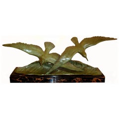 Georges H. Laurent  Art Deco Period Seagulls Bronze Animal Sculpture France 1930