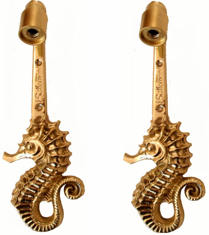 20th Century Seahorses Sconces Signed  Guillemard