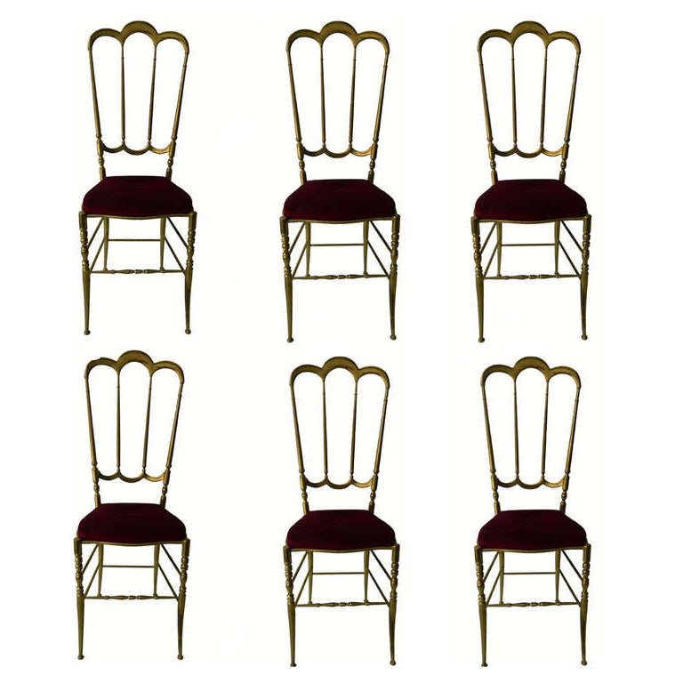 Six Chiavari Brass Chairs