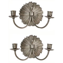 Signed Charles Pair of Silvered Bronze Sconces 2 pairs available Priced by pair