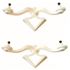 Huge pair of 1940's White French  Sconces ( 2 pairs available )