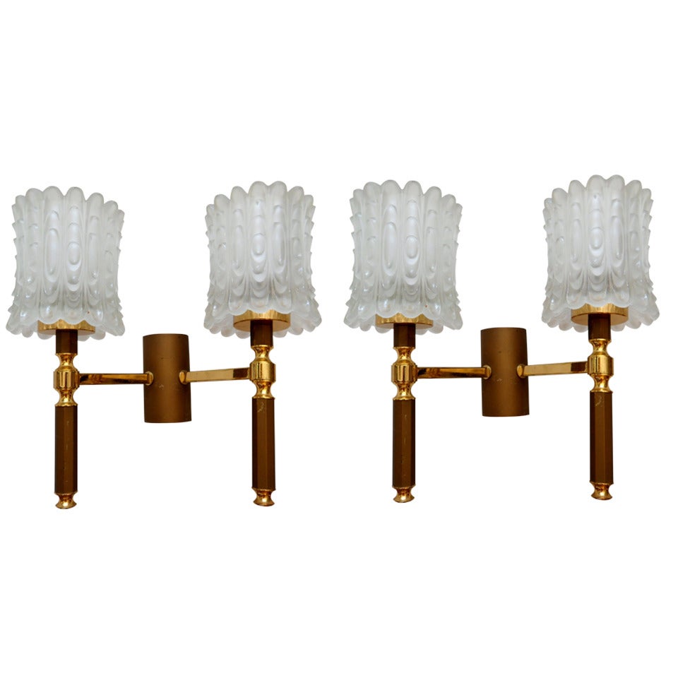  2 Pairs of French Mid-Century Modern Sconces available. Priced by Pair  For Sale