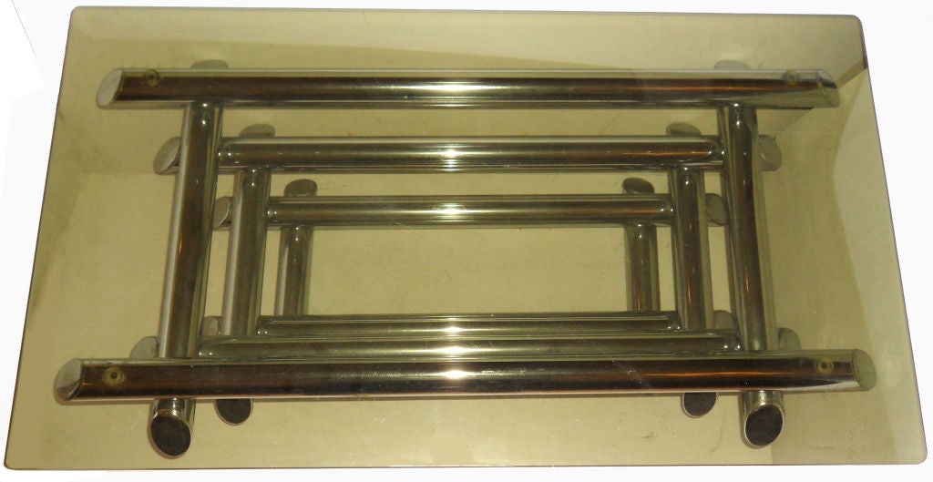 italien Table basse de style Willy Rizzo en chrome et verre, Italie, mi-siècle moderne, 1960 en vente