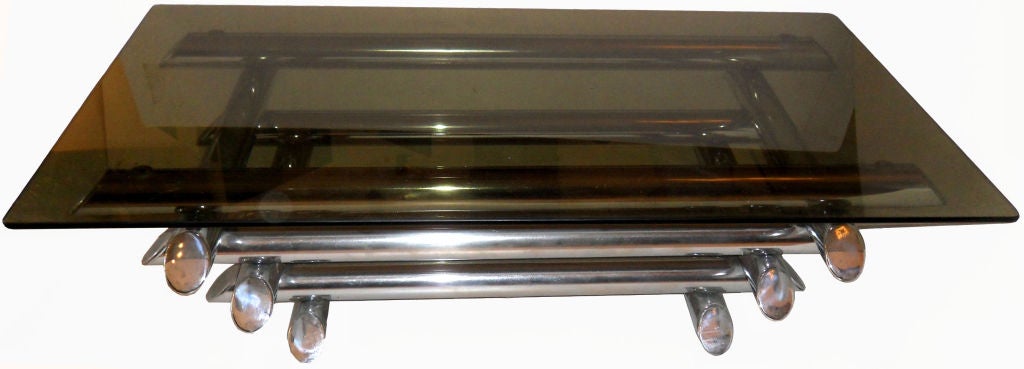 Table basse de style Willy Rizzo en chrome et verre, Italie, mi-siècle moderne, 1960 Bon état - En vente à Miami, FL