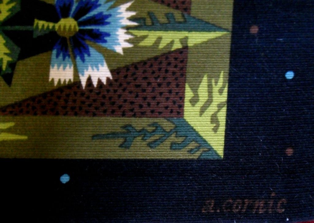 Tapiz de lana firmado ALAIN CORNIC llamado BOUQUET por D' AUBUSSON 1950 en venta 1