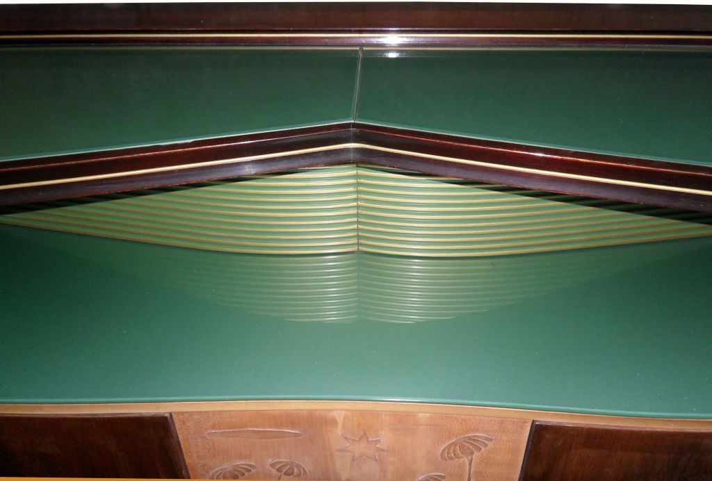 Vittorio Dassi Walnut Sycamore & Brass  Four Door Credenza, Sideboard Italy 1960 In Fair Condition In Miami, FL