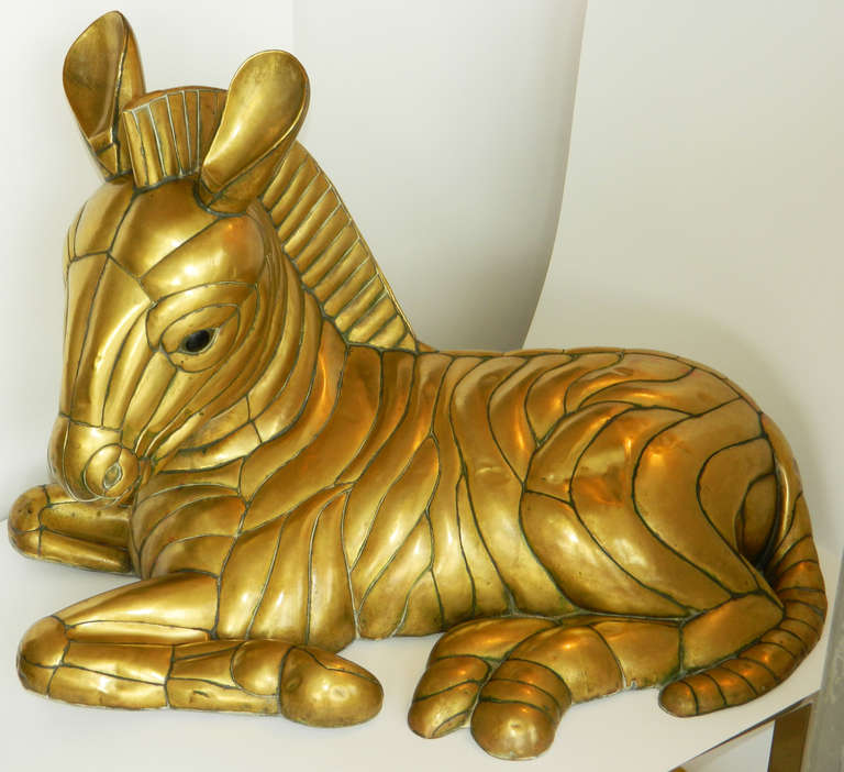 Brass Zebra By Sergio Bustamante , typical of the work of the artist ,signed and numbered 11/100