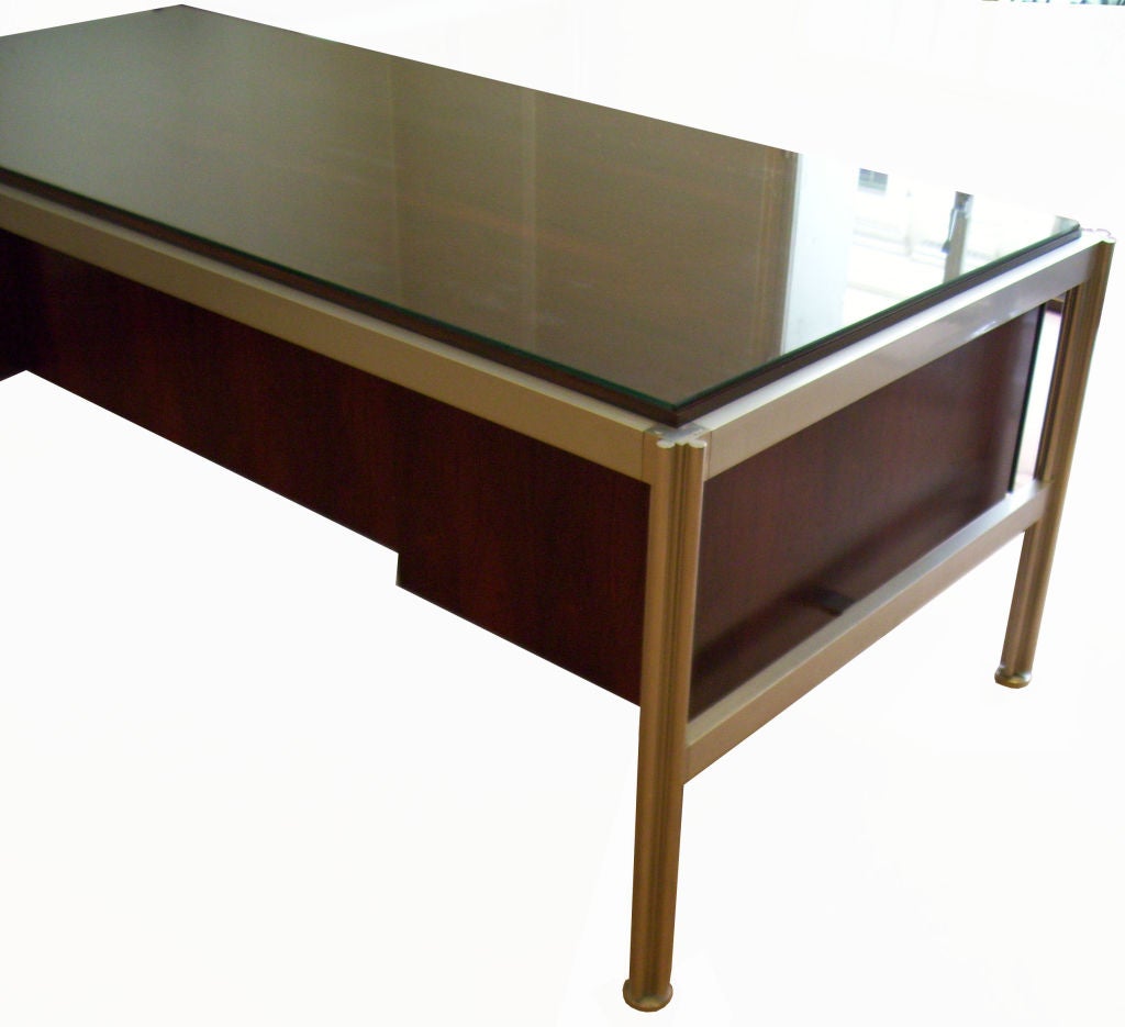 Impressive rosewood and aluminium desk by G. Ciancimino Desk for Mobilier International Paris. Image 4: Original invoice. Image 5: matching credenza 29