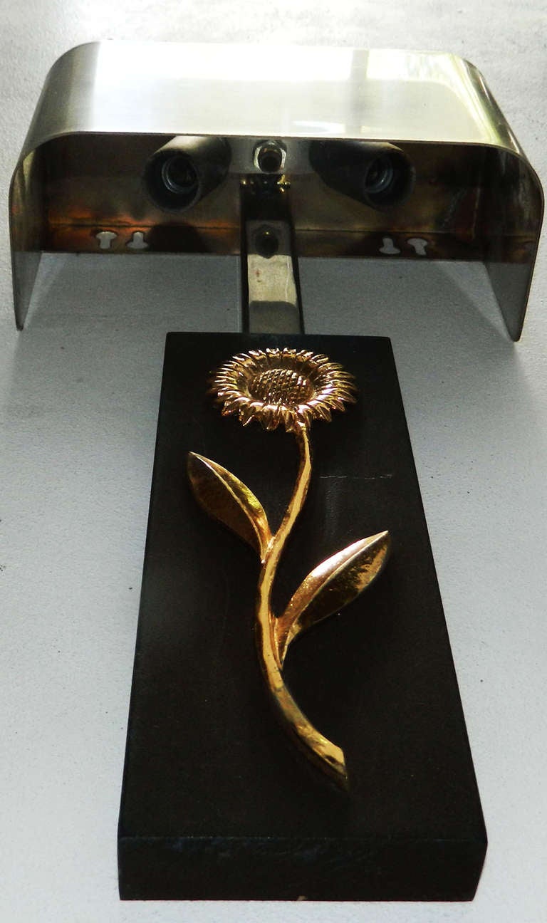 Mid-Century Modern Sunflower Pair Of Sconces Attribuated To Maison Charles 