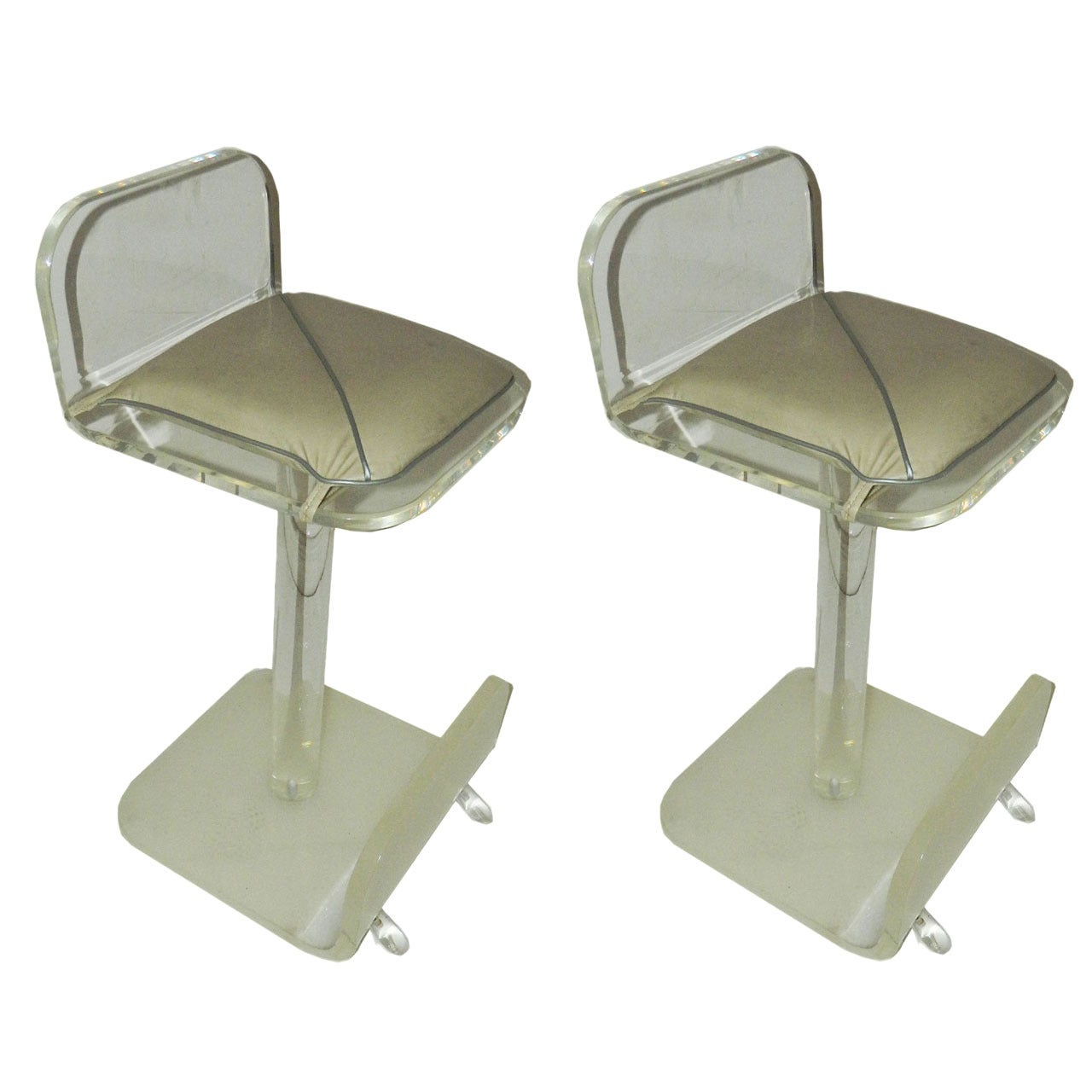 Pair of Karl Springer Bar Stools For Sale