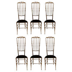 Vintage Set of Eight Tall Nickel-Plated Chiavari Chairs