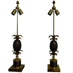 2 Pineapple Table Lamps by Maison Charles 