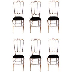 Set of 6  Nickel Plated CHIAVARI chairs