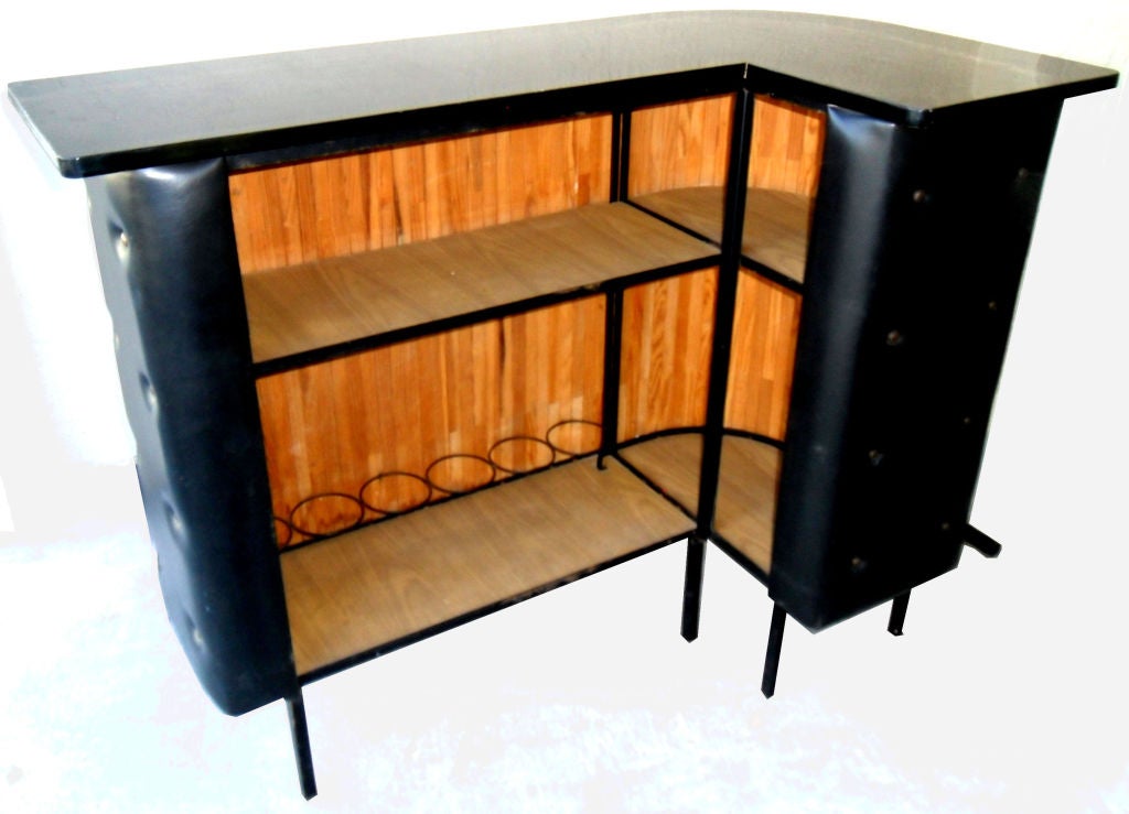 Jacques Adnet Bar France Leather & Iron Mid-Century Modern 1950 For Sale 2