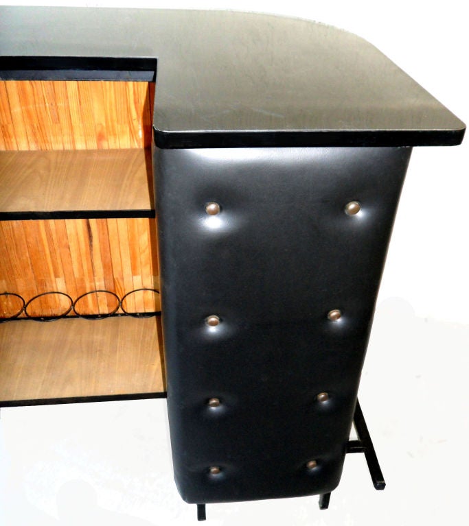 20th Century Jacques Adnet Bar France Leather & Iron Mid-Century Modern 1950 For Sale