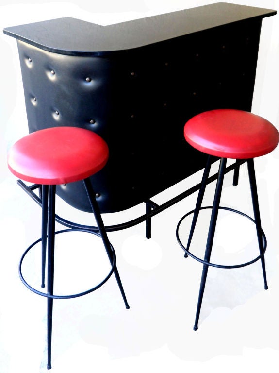 Jacques Adnet Bar France Leather & Iron Mid-Century Modern 1950 For Sale 1