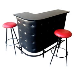 Jacques Adnet Bar France - Cuir et fer Mid-Century Modern 1950