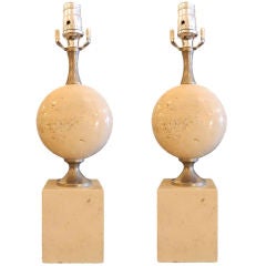 Pair of BARBIER Travertin Table lamps