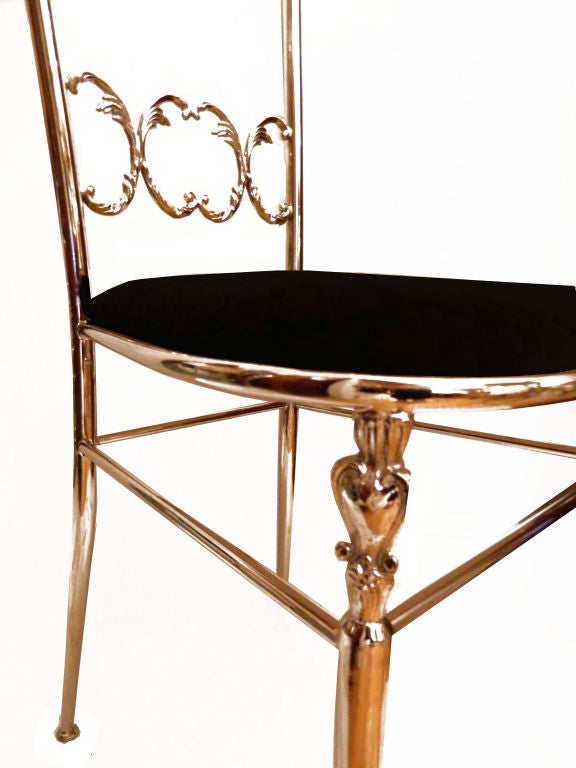 Two Neoclassical Nickel-Plated Chiavari Chairs Italy In Good Condition For Sale In Miami, FL