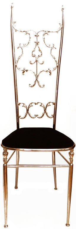 Mid-20th Century Two Neoclassical Nickel-Plated Chiavari Chairs Italy For Sale