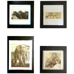 4 Signed Paul Jouve Sketches Priced Individually