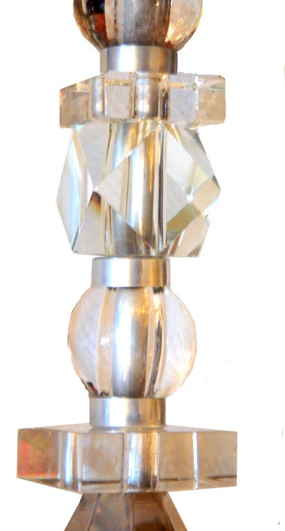 Mid-Century moderno Lampadario in stile Jacques Adnet in ottone nichelato Francia 1955 in vendita