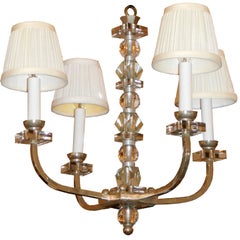 Jacques Adnet Style Chandelier Nickel Plated over Brass France 1955