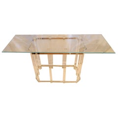 Grand plateau en verre  Console en chrome et lucite