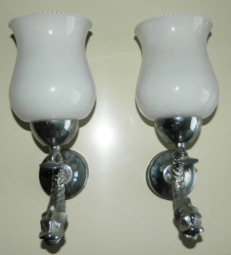 Silvered Pair of French Sconces For Sale