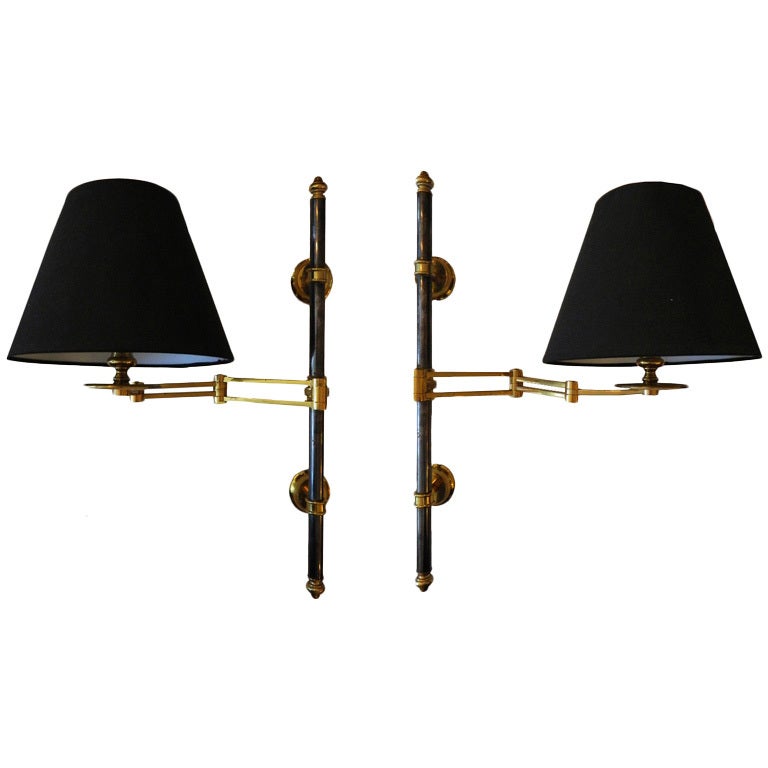 Pair of Maison Jansen Retractable Wall Sconces.2 pairs available, priced by pair