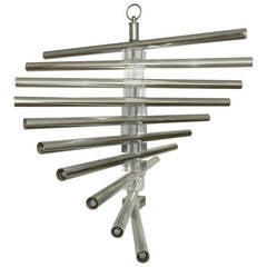 Lucite and Chrome Italian Chandelier 10