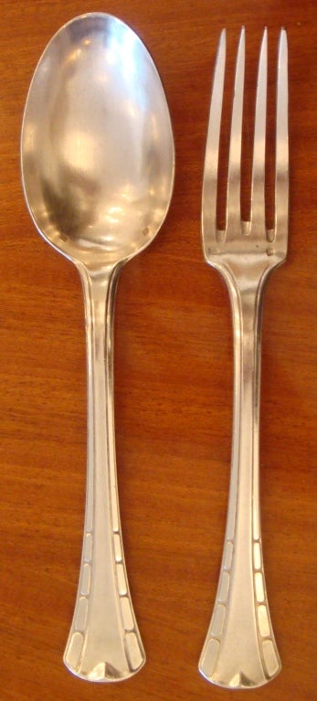 Französisch Art Deco 12 Gabeln und 12 Löffel (20. Jahrhundert) im Angebot