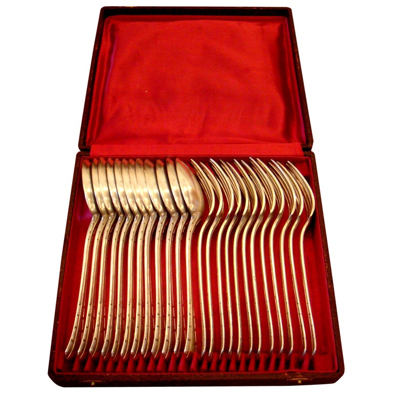 French Art Deco 12 Forks And 12 Spoons